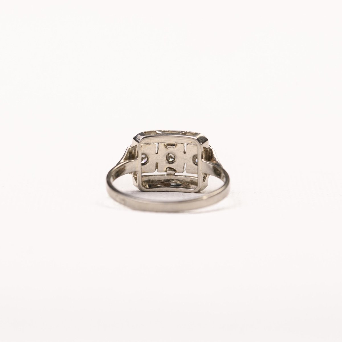 Bague Art Déco trilogie diamants or et platine - Castafiore