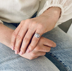 Bague Art Déco trilogie diamants or et platine - Castafiore