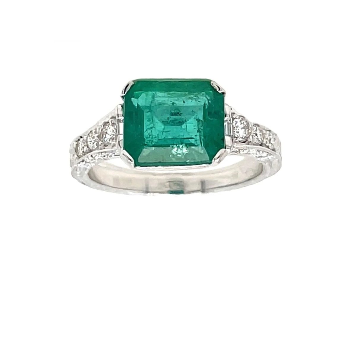 Bague Art Nouveau Emeraude Diamant - Castafiore