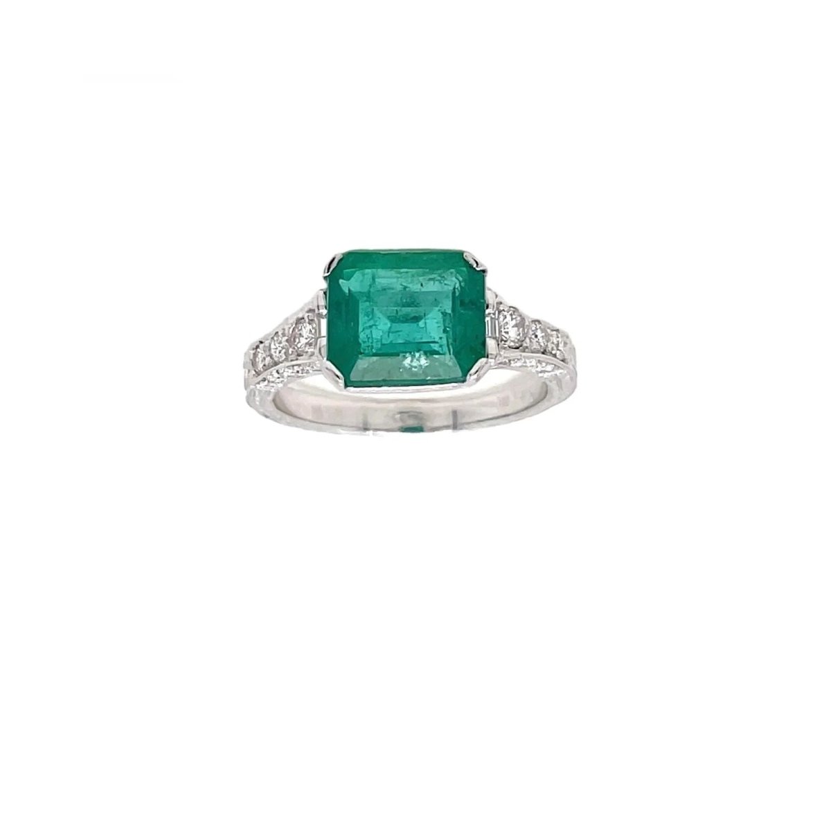 Bague Art Nouveau Emeraude Diamant - Castafiore