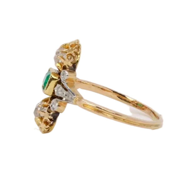 Bague Art Nouveau émeraude diamants - Castafiore