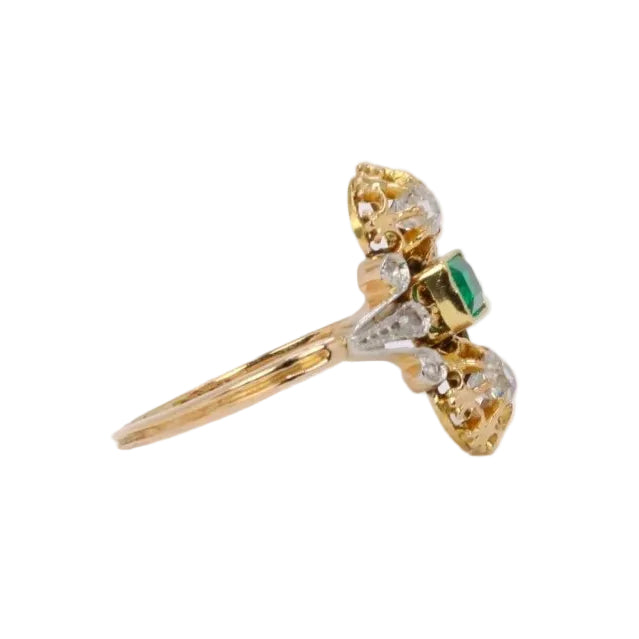 Bague Art Nouveau émeraude diamants - Castafiore