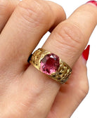 Bague Art Nouveau, en or jaune 18k sertie d’une tourmaline rose - Castafiore