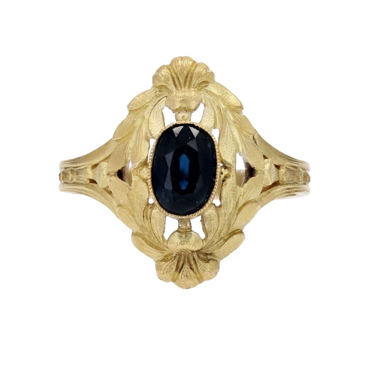 Bague Art Nouveau en or jaune et saphir - Castafiore
