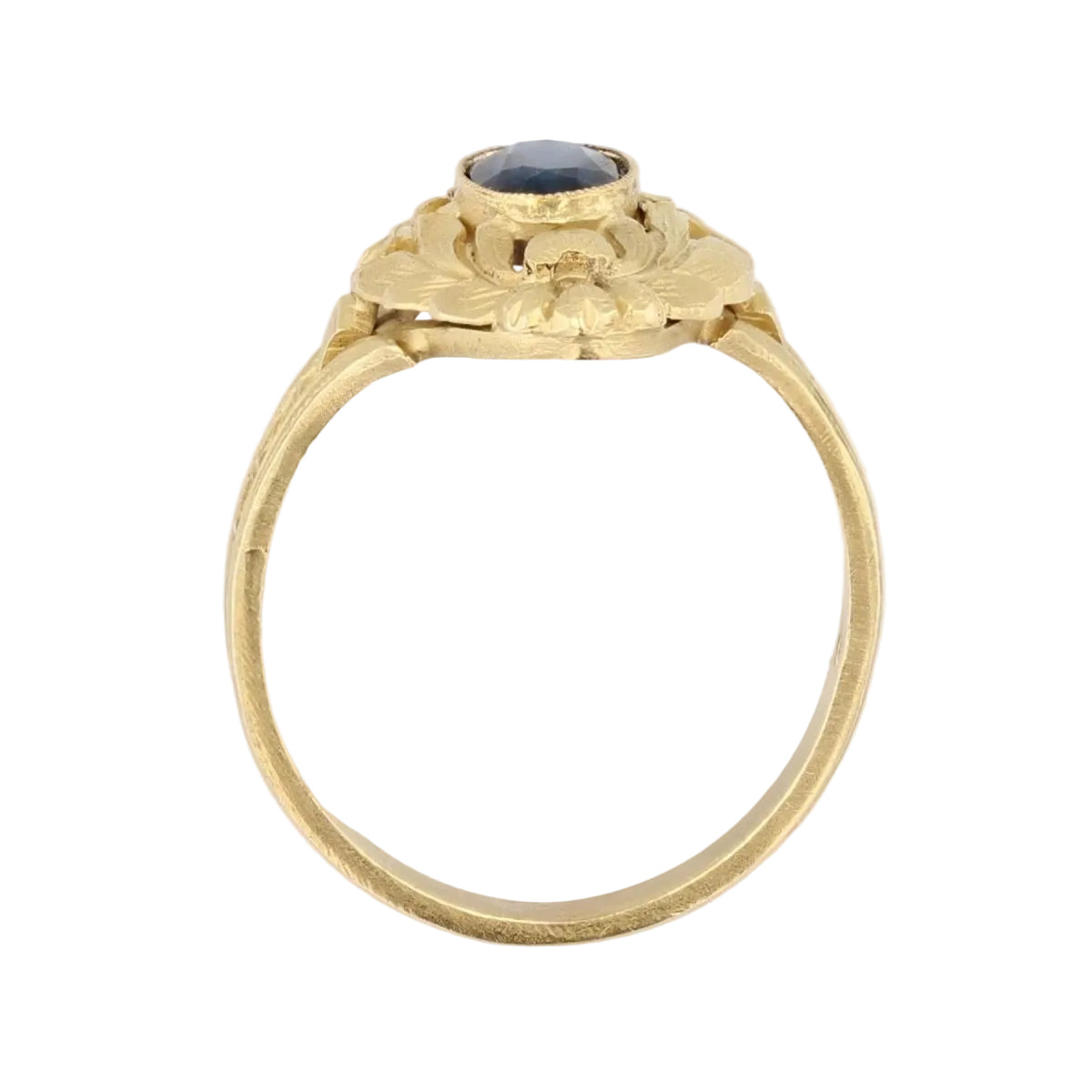 Bague Art Nouveau en or jaune et saphir - Castafiore