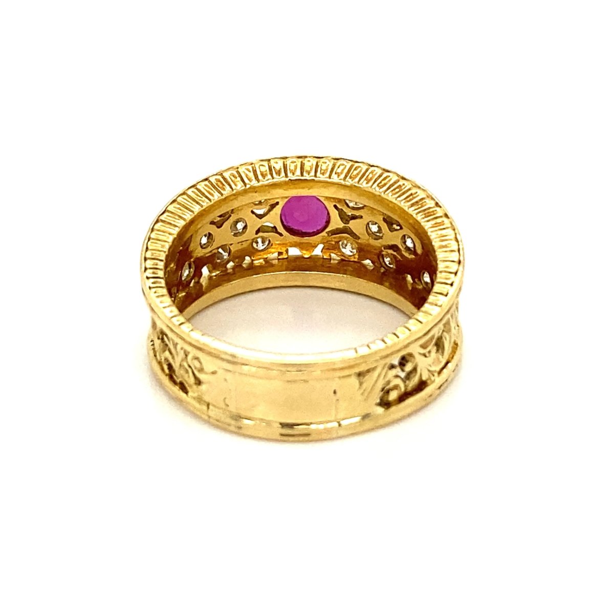 Bague Art Nouveau en or jaune, rubis et diamant - Castafiore