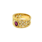 Bague Art Nouveau en or jaune, rubis et diamant - Castafiore