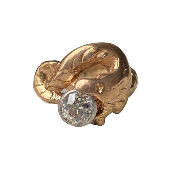 Bague Art Nouveau, en or rose et diamant - Castafiore
