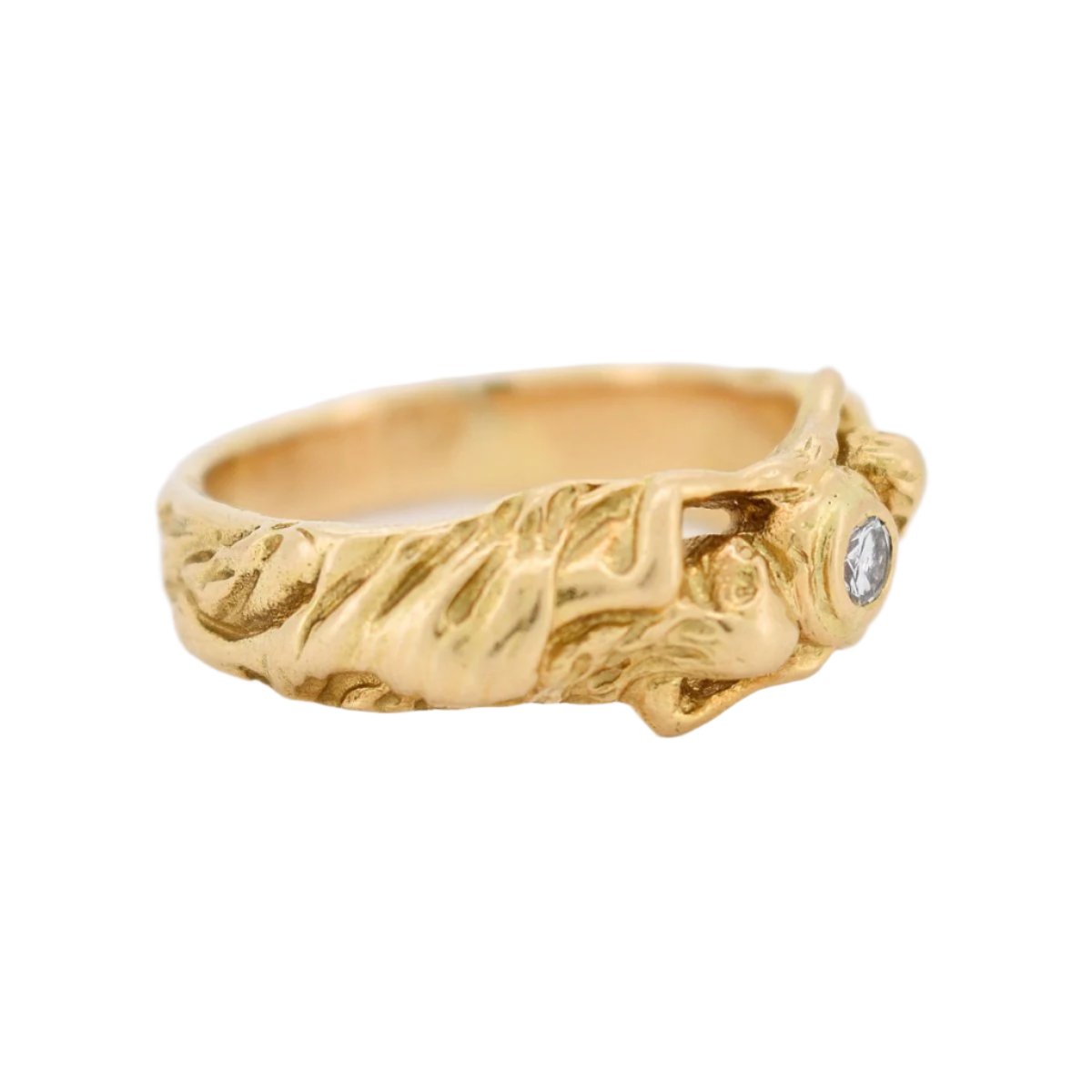 Bague Art Nouveau Or 18 carats et Diamant Décor de Femmes - Castafiore