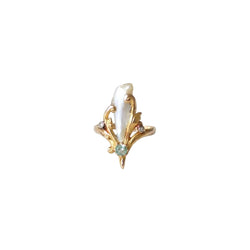 Bague Art Nouveau Perle Fine Baroque Emeraude et Diamants - Castafiore
