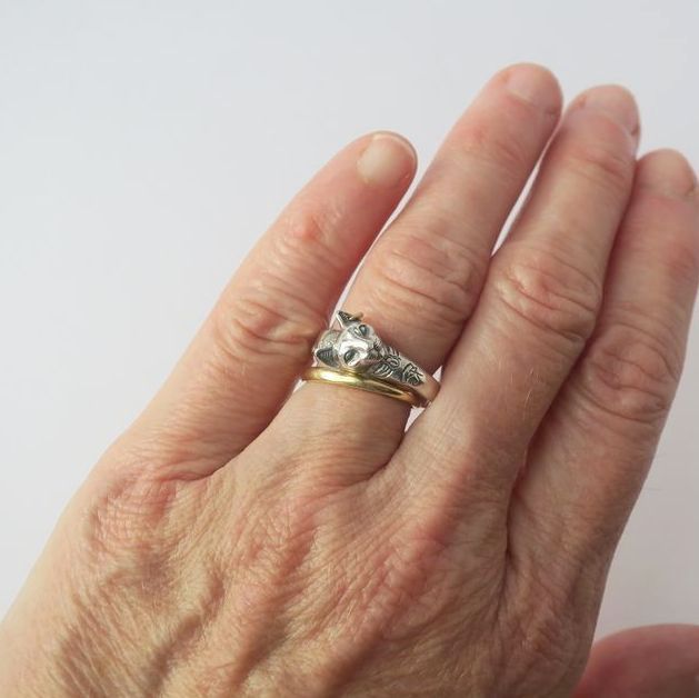 Bague ARTHUS BERTRAND "Le Chat Egyptien" en or jaune et argent - Castafiore