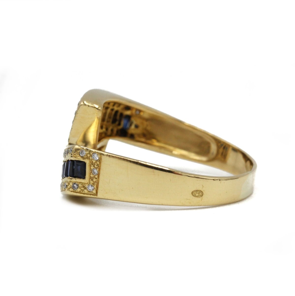 Bague asymétrique en or jaune et diamants saphirs - Castafiore