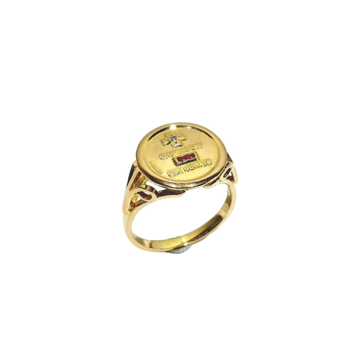 Bague AUGIS "Plus qu'hier, moins que demain" en or jaune, rubis et diamant - Castafiore
