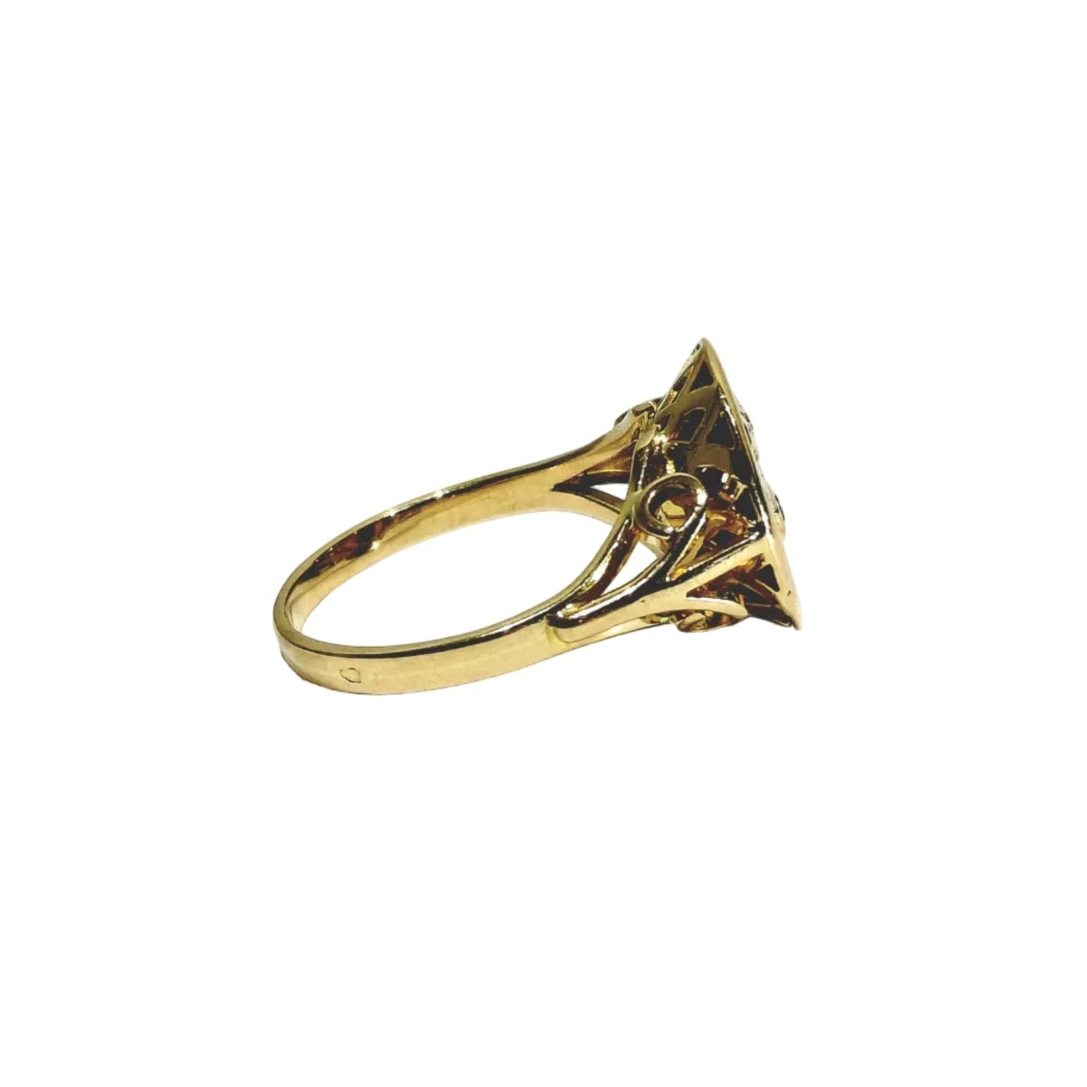Bague AUGIS "Plus qu'hier, moins que demain" en or jaune, rubis et diamant - Castafiore