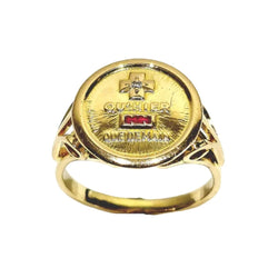 Bague AUGIS "Plus qu'hier, moins que demain" en or jaune, rubis et diamant - Castafiore