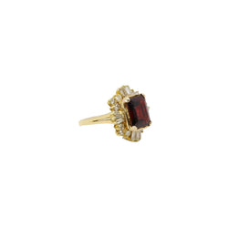 Bague ballerine grenat diamants baguette - Castafiore