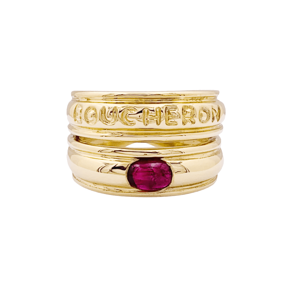 Bague Bandeau BOUCHERON en or jaune et rubis - Castafiore