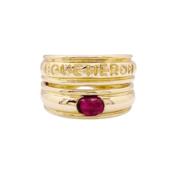 Bague Bandeau BOUCHERON en or jaune et rubis - Castafiore