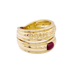 Bague Bandeau BOUCHERON en or jaune et rubis - Castafiore