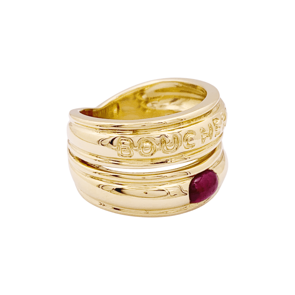 Bague Bandeau BOUCHERON en or jaune et rubis - Castafiore