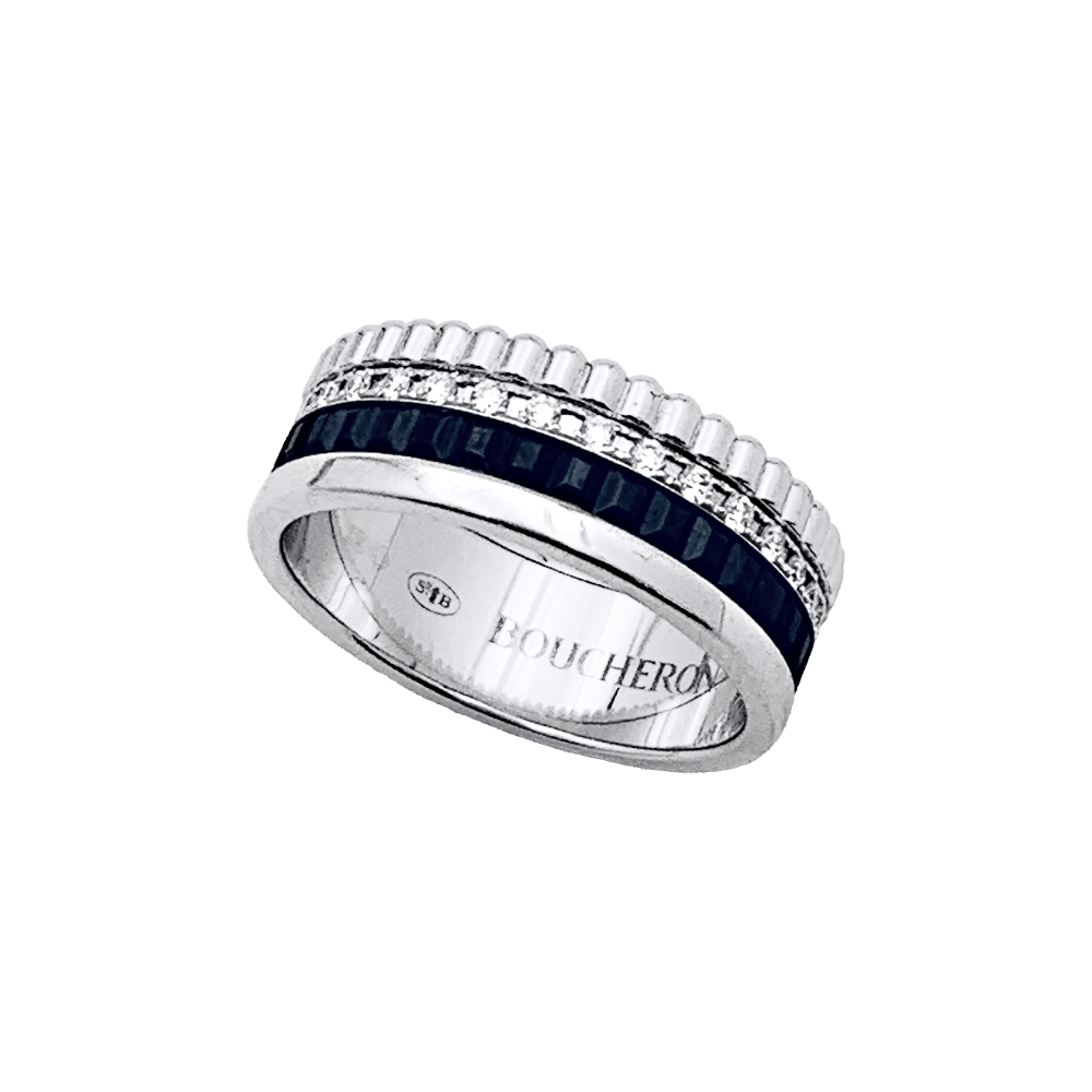 Bague Bandeau BOUCHERON "Quatre Black Édition" en or blanc et diamants - Castafiore