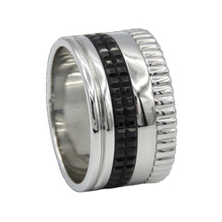 Bague Bandeau BOUCHERON "Quatre Black Edition" L en or blanc et PVD - Castafiore