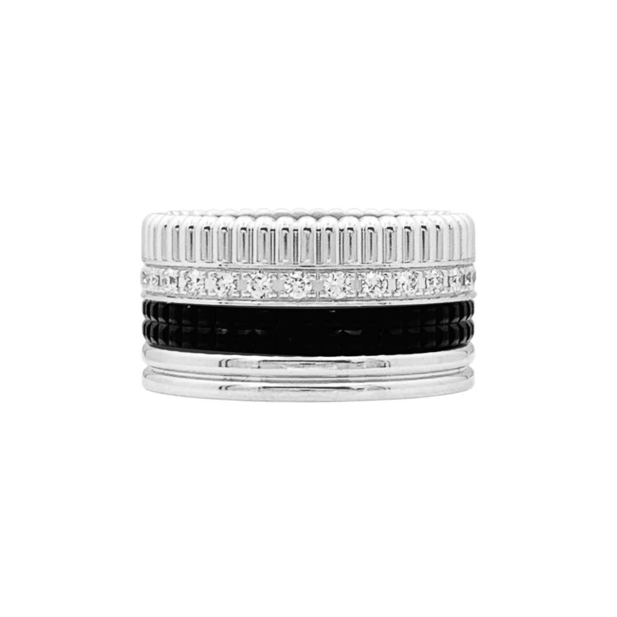 Bague Bandeau BOUCHERON "Quatre Black Édition Large" en or blanc et diamants - Castafiore