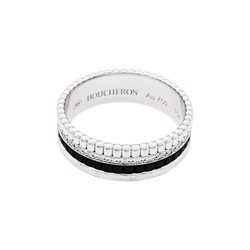 Bague Bandeau BOUCHERON "Quatre Black Édition Small" en or blanc et diamants - Castafiore