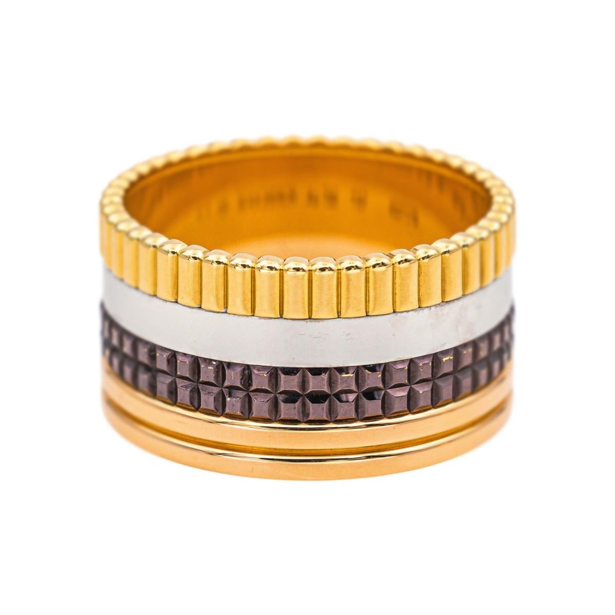 Bague Bandeau BOUCHERON "Quatre Classique Large" en or blanc, or jaune et or rose - Castafiore