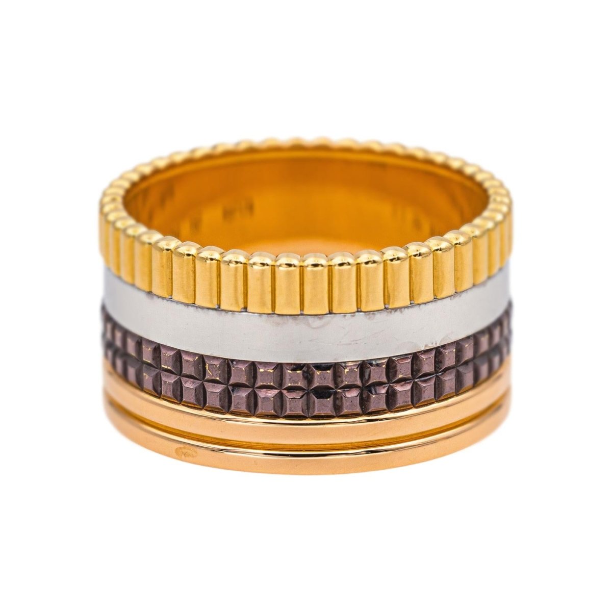 Bague Bandeau BOUCHERON "Quatre Classique Large" en or blanc, or jaune et or rose - Castafiore