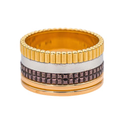 Bague Bandeau BOUCHERON "Quatre Classique Large" en or blanc, or jaune et or rose - Castafiore