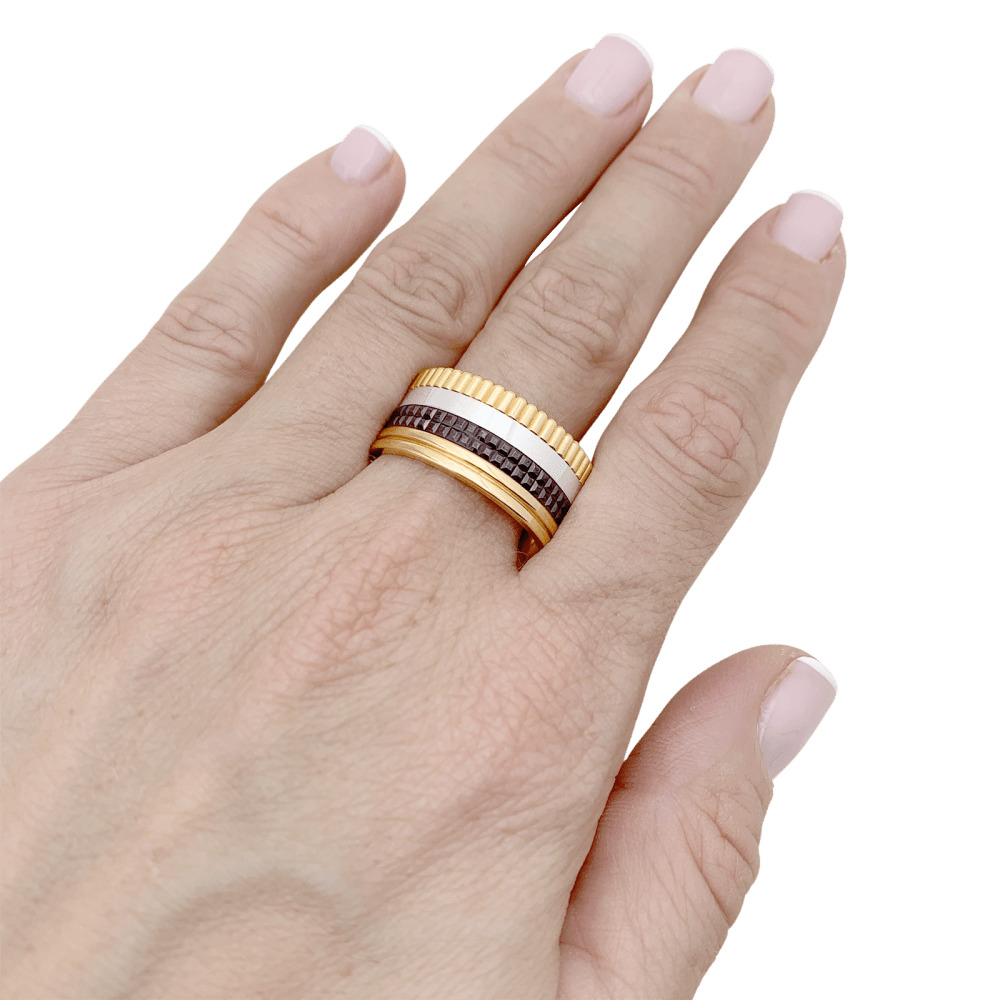 Bague Bandeau BOUCHERON "Quatre Classique Large" en or jaune, or blanc et or rose - Castafiore