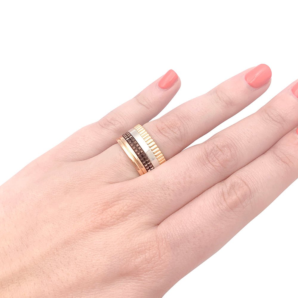 Bague Bandeau BOUCHERON "Quatre Classique Large" or jaune, or blanc et or rose - Castafiore