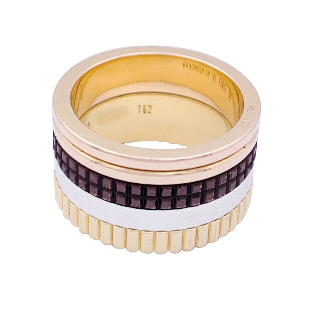 Bague Bandeau BOUCHERON "Quatre Classique Large" or jaune, or blanc et or rose - Castafiore
