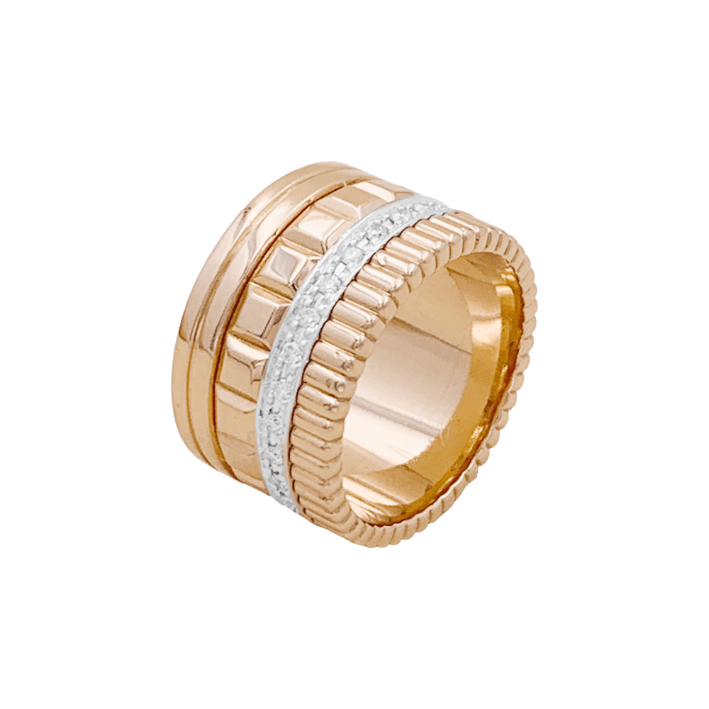 Bague Bandeau BOUCHERON "Quatre Radiant Édition" en or blanc, or rose et diamants - Castafiore