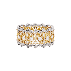 Bague Bandeau BUCCELLATI "Eternelle Band" en or jaune, or blanc et diamants - Castafiore