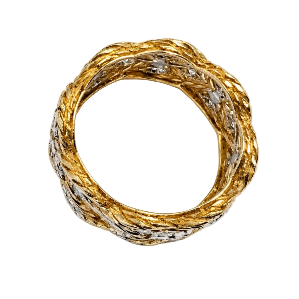 Bague Bandeau BUCCELLATI "Éternelle Étoilée" en or blanc, or jaune et diamants - Castafiore
