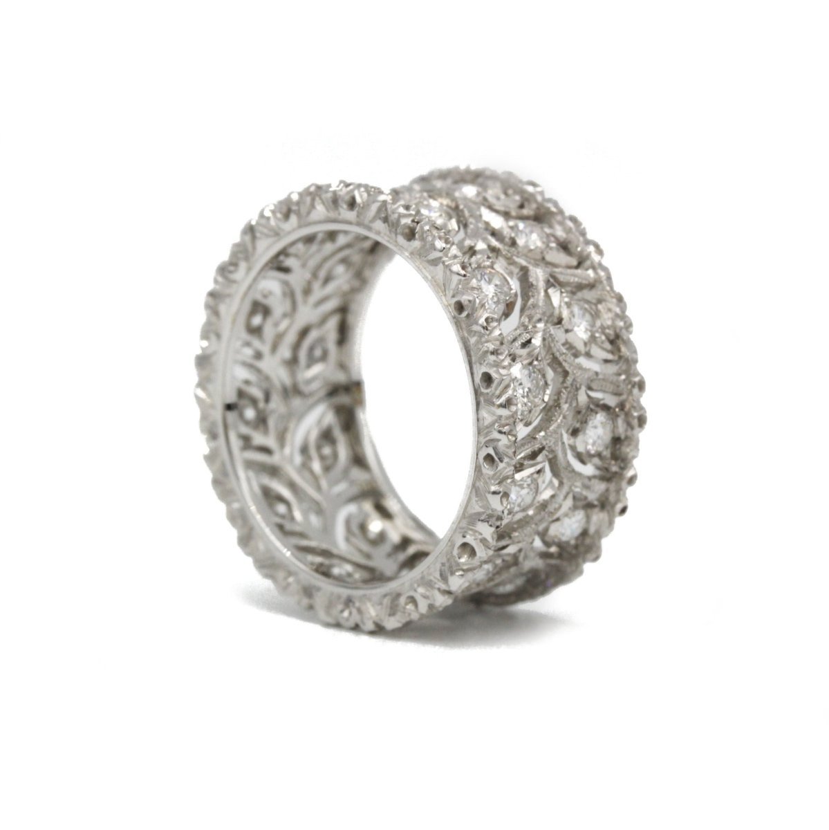 Bague Bandeau BUCCELLATI "Eternelle Ramage" en or blanc et diamants - Castafiore