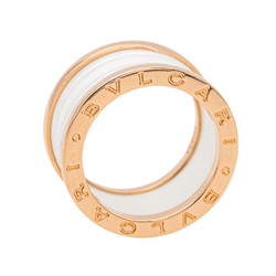 Bague Bandeau BULGARI "B.Zéero1" en or rose et céramique - Castafiore