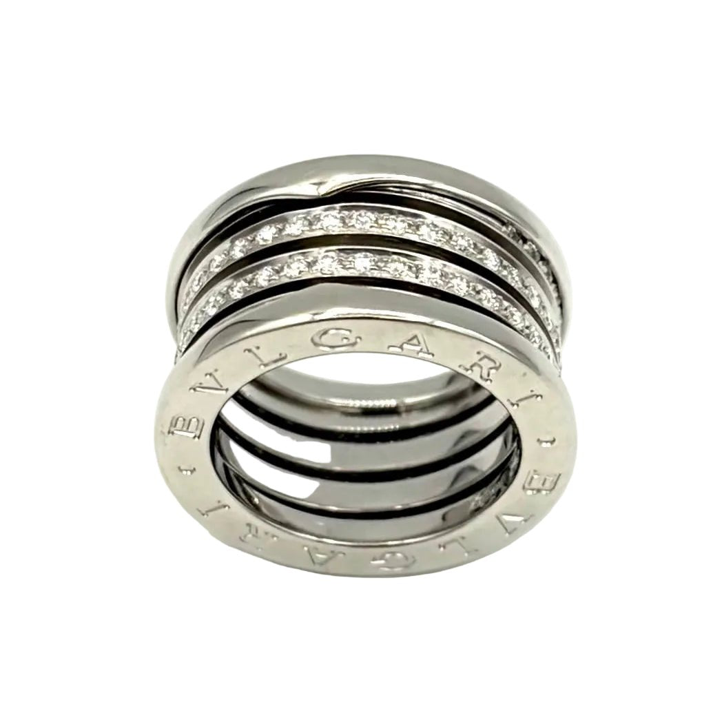 Bague Bandeau BULGARI "B.Zero1" en or blanc et diamants - Castafiore