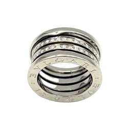 Bague Bandeau BULGARI "B.Zero1" en or blanc et diamants - Castafiore