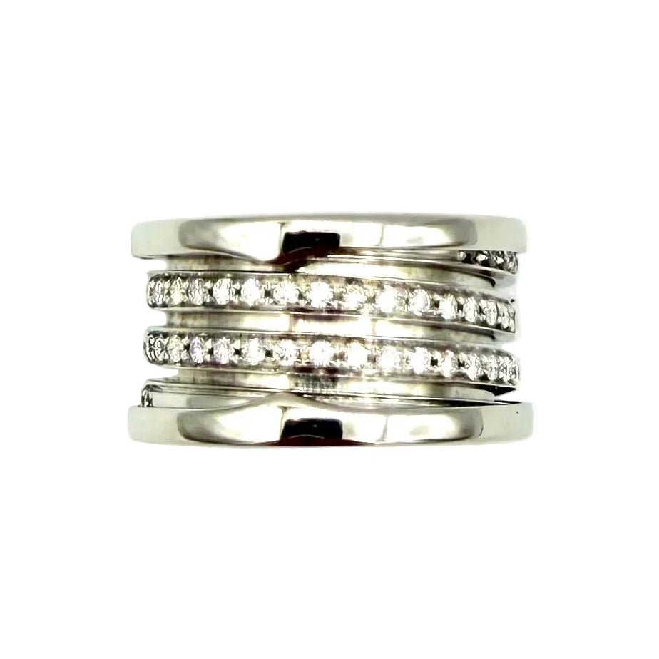 Bague Bandeau BULGARI "B.Zero1" en or blanc et diamants - Castafiore