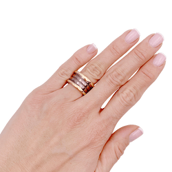 Bague Bandeau BULGARI "B.Zero1" en or rose, céramique et métal - Castafiore