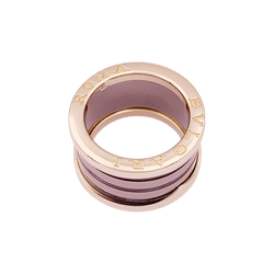 Bague Bandeau BULGARI "B.Zero1" en or rose, céramique et métal - Castafiore