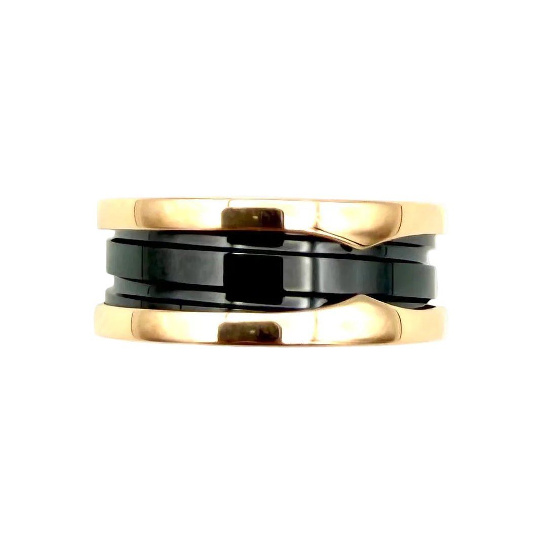 Bague Bandeau BULGARI "B.Zéro1" en or rose et céramique - Castafiore