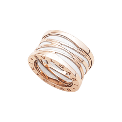 Ring Bulgari "B.Zero1 Zaha Hadid" in rose gold and ceramic white.