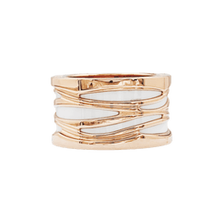 Ring Bulgari "B.Zero1 Zaha Hadid" in rose gold and ceramic white.
