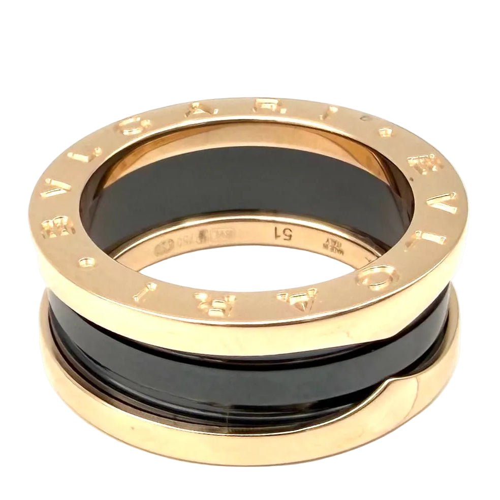 Bague Bandeau BULGARI "B.Zéro1" en or rose et céramique - Castafiore