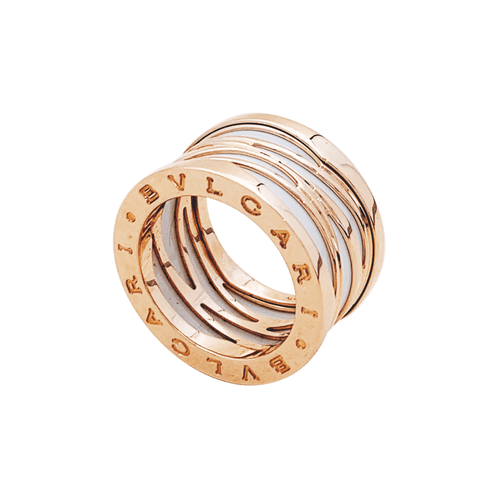 Ring Bulgari "B.Zero1 Zaha Hadid" in rose gold and ceramic white.