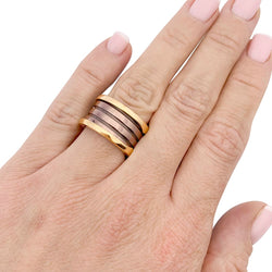 Bague Bandeau BULGARI "B.zero1" en or rose et cermet - Castafiore
